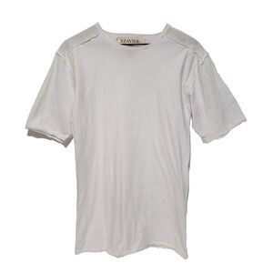 Rare Xzavier Men's SIZE M White Solid Cotton Tee Shirt Short Sleeve Round Hem